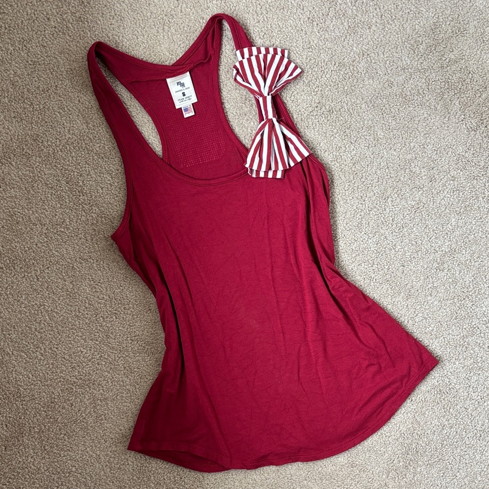 NC State Red Tank Top with Striped Bow Accent